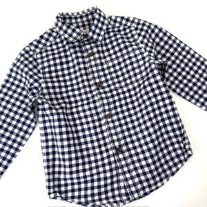Cat & Jack Child's Navy and White Gingham Dress Shirt